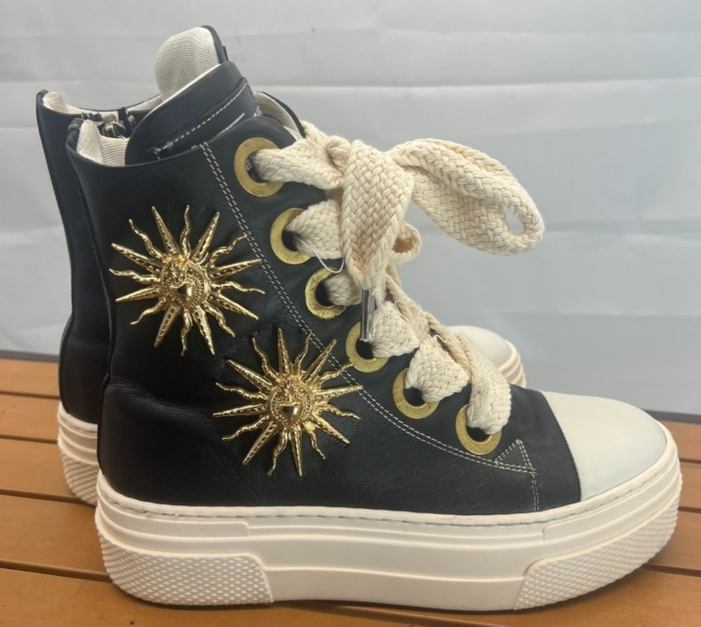 Cristian Zerotre Calipso 300 Shoes Women Size 40 Black White High Top Italy CR03